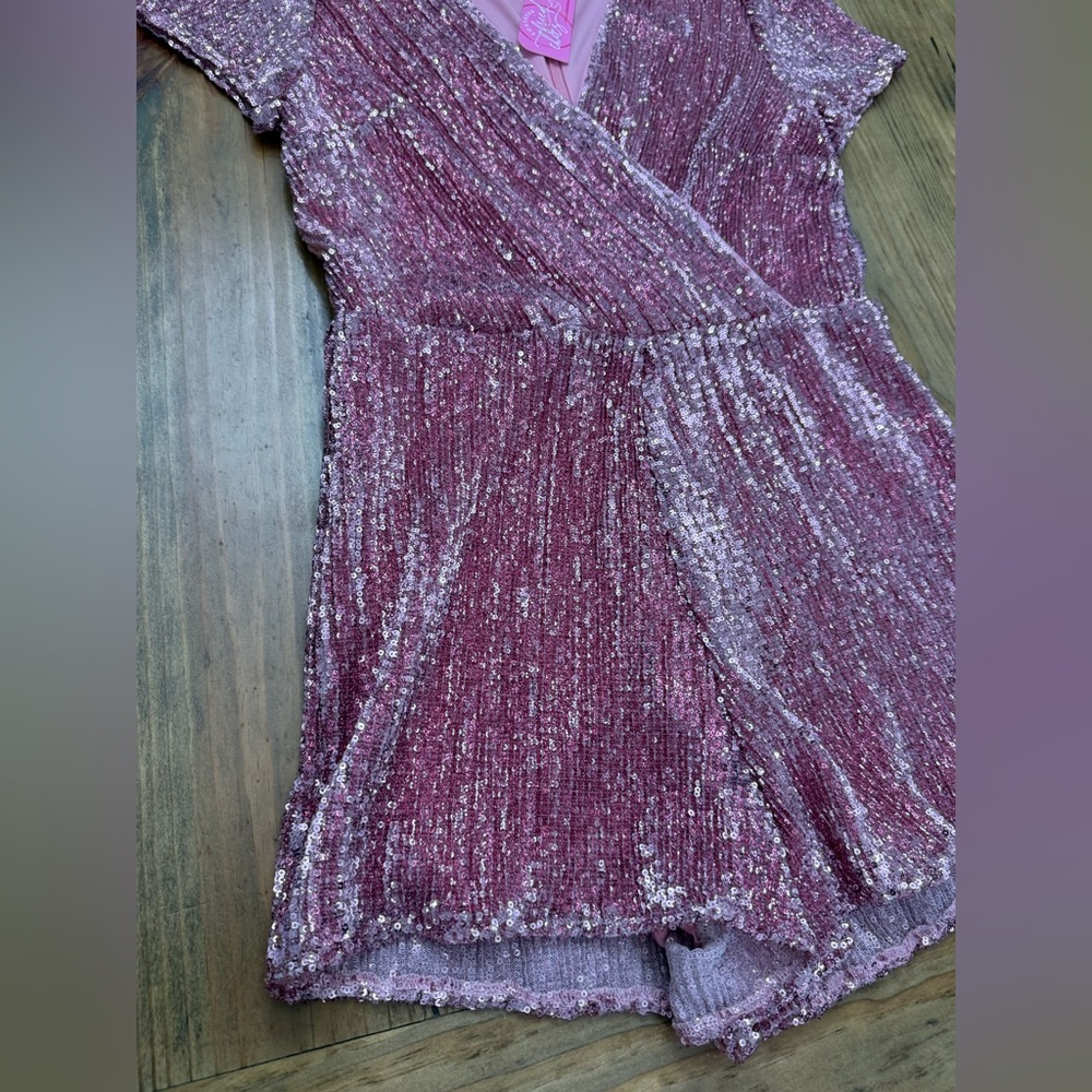 NWT Southern Fried Chics Viva La Dolly Pink Sequin Rompe - Picture 4 of 8